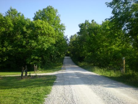 South view of country road, with entrance to our place on left